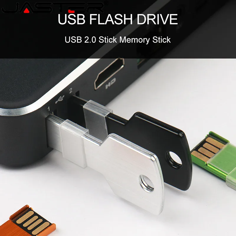 محرك فلاش USB على شكل مفتاح معدني عالي السعة 64 جيجابايت محركات أقلام سوداء عصا فضية أجهزة تخزين ذات سعة حقيقية قرص U عالي السرعة