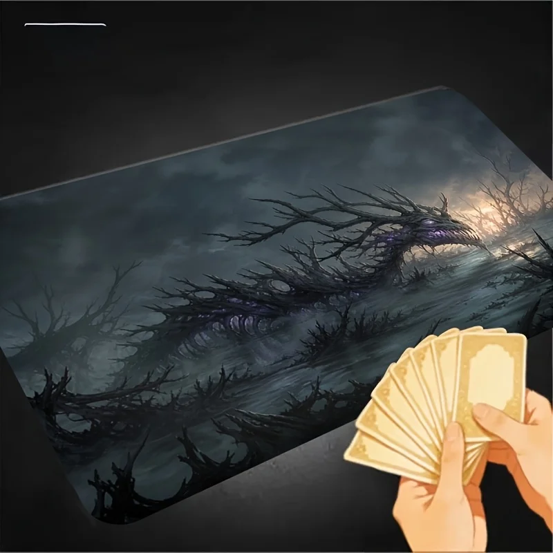 Dark Giant Lake Marsh Pattern Playing Card Game Mat, non-slip table mat and mouse pad, suitable for collectible card games