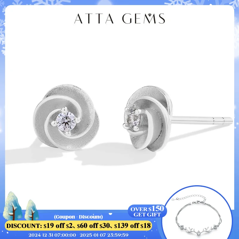 ATTAGEMS Daily S925 Silver Moissanite Stud Earrings for Women D VVS1 Diamond Flower Shape Engagement Wedding Fine Jewelry Travel