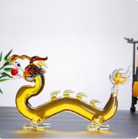 

Glass Empty Wine Bottle Dragon Bottle High-end Creative Bottle Decanter Lead-free Glass