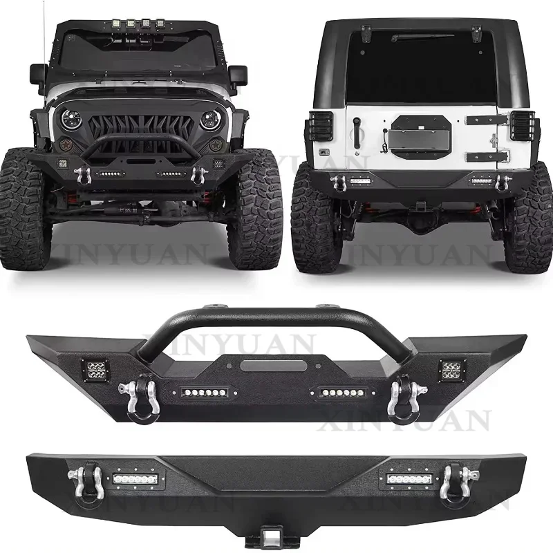 Bumper Front and Rear Bumper Combo Compatible  Fits for Jeep Wrangler JK 2007-2018 High Quality 2/4 Door