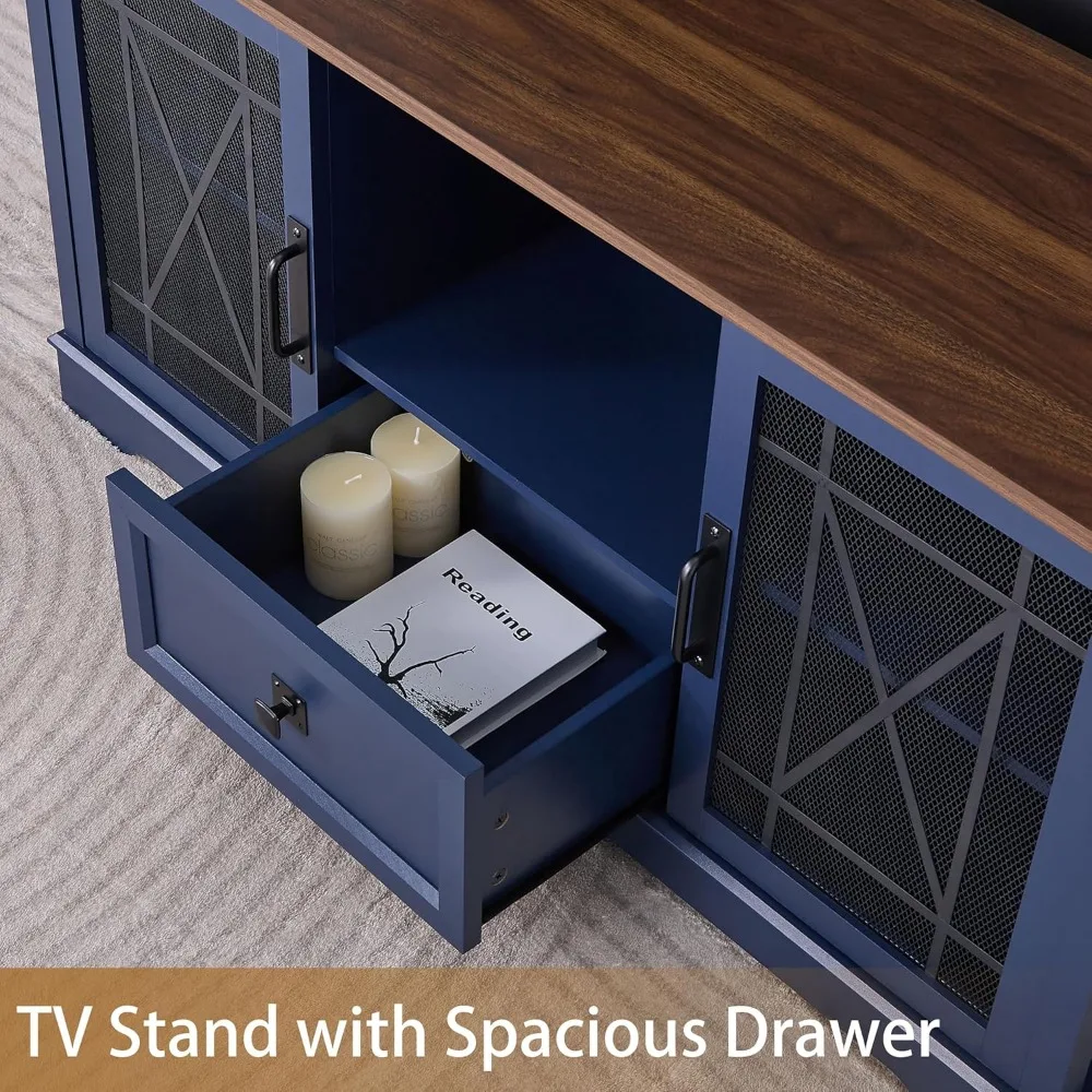 وحدة تحكم بحامل تلفزيون حديثة لـ 55 تلفزيونًا مع أرفف قابلة للتعديل ومحطة شحن مركز ترفيه