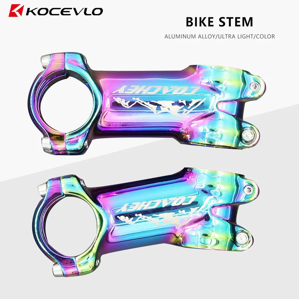 KOCEVLO MTB Colorful Stem Alloy Mountain Road Bike Stem 6/17 Degree  31.8mm Road Bike Handlebar Stem 60/70/80/90mm Rainbow Stem