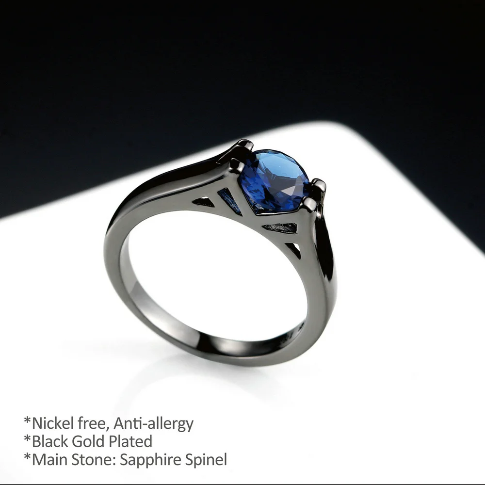 خاتم كريستال دائري للنساء ، خاتم بسيط ، لون اسود وذهبي ، ماركة مجوهرات احتفالية ، هدية DFR621 #5