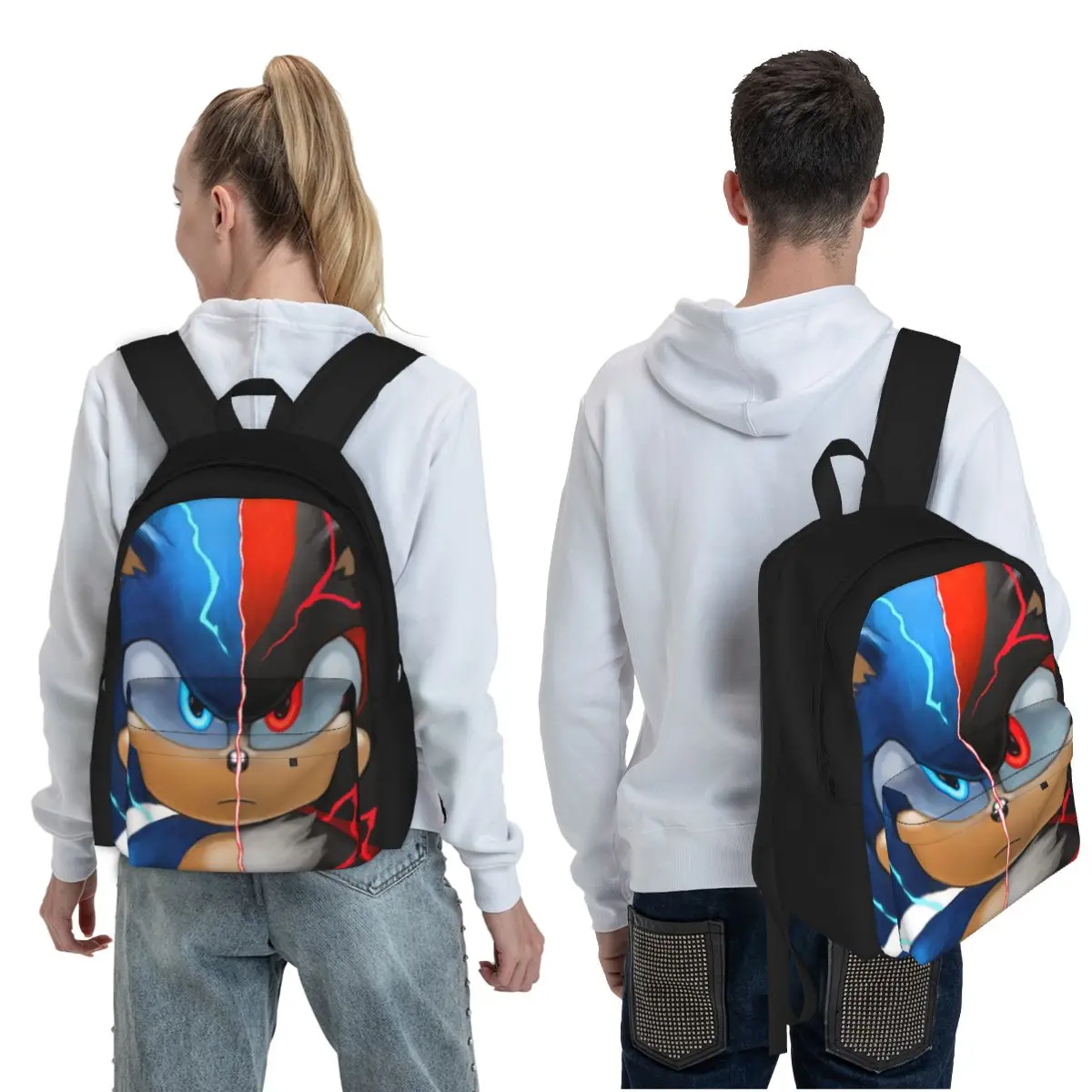 Sonic Shadow T-Shirt Student Backpack School Bag Hiking Travel Daypack for Boys Girls Fashion Bookbag Shoulder Bags