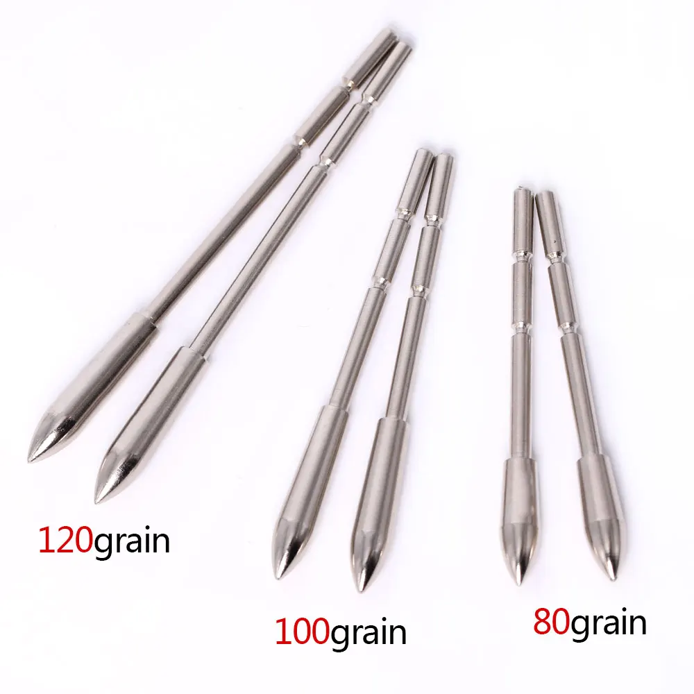 12pcs ID 3.2 mm  Archery Arrow Head Stainless Steel Insert Arrow Point 80-120 Grains for ID 3.2mm Shaft