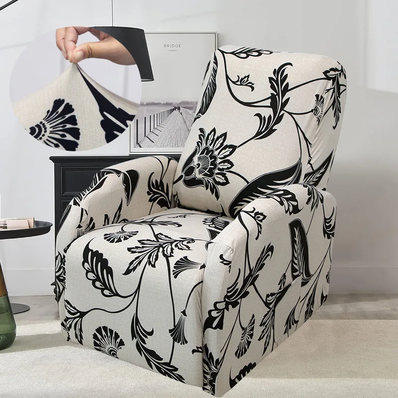 Stretch Printed Single Recliner Sofa Slipcover Removable Washable Full-wrap Non Slip Furniture Protector Living Room Decor