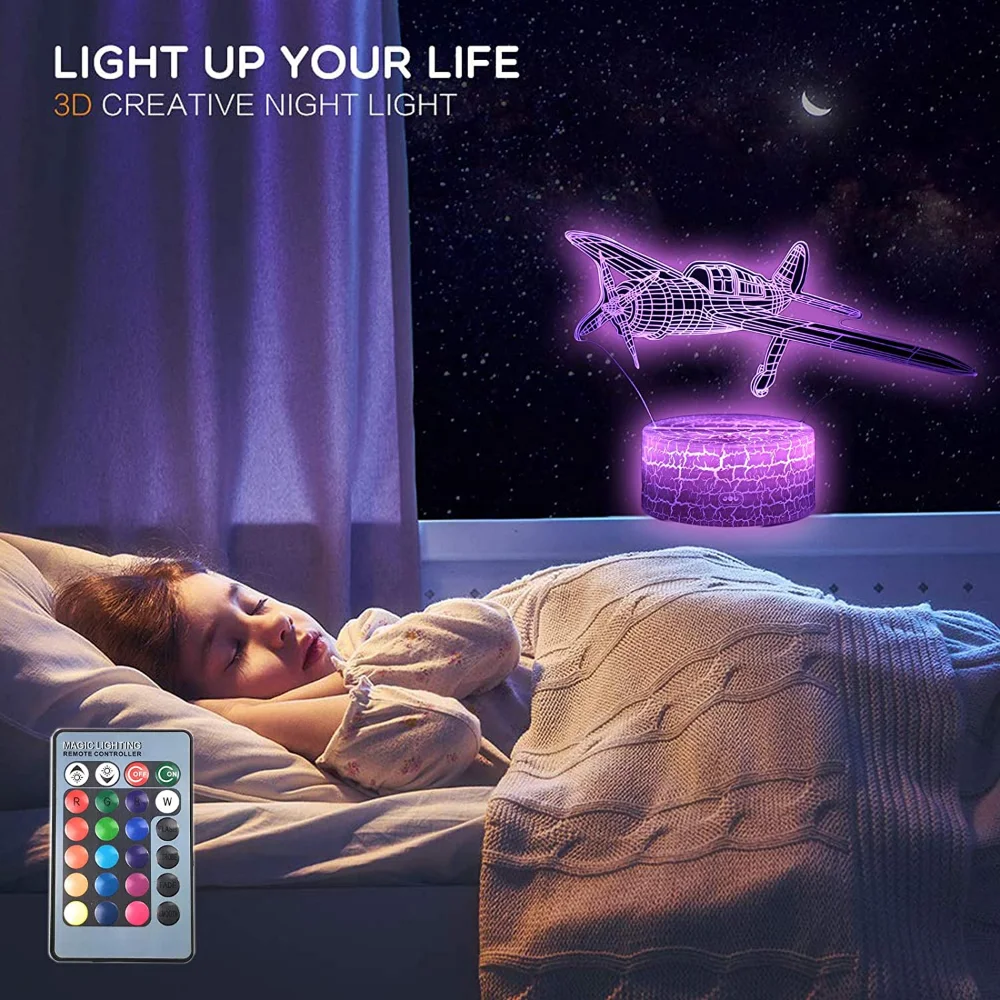 Nighdn-USB LED ضوء الليل للأطفال ، ضوء الطائرة ، زخرفة الطائرة ، غرفة نوم ، 7 لون ، ضوء الليل ، عيد ميلاد ، هدايا عيد الميلاد ، الاطفال