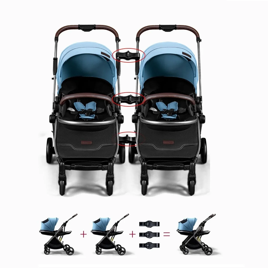 passeggino per bambini 4 in 1 passeggino doppio per bambini ultraleggero pieghevole portatile ad alta vista con ombrellone per auto