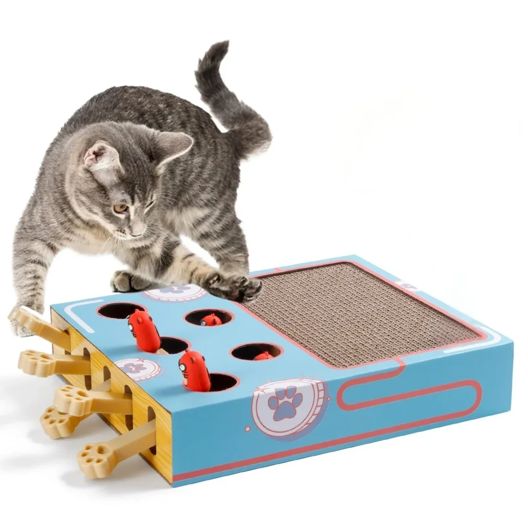 

Cat Toys Pet Hunt Puzzle Interactive Whakc A Mole Hit Hamster Catch Bite Teasing Kitten Toy Cats Scratching Cardboard Box Doll