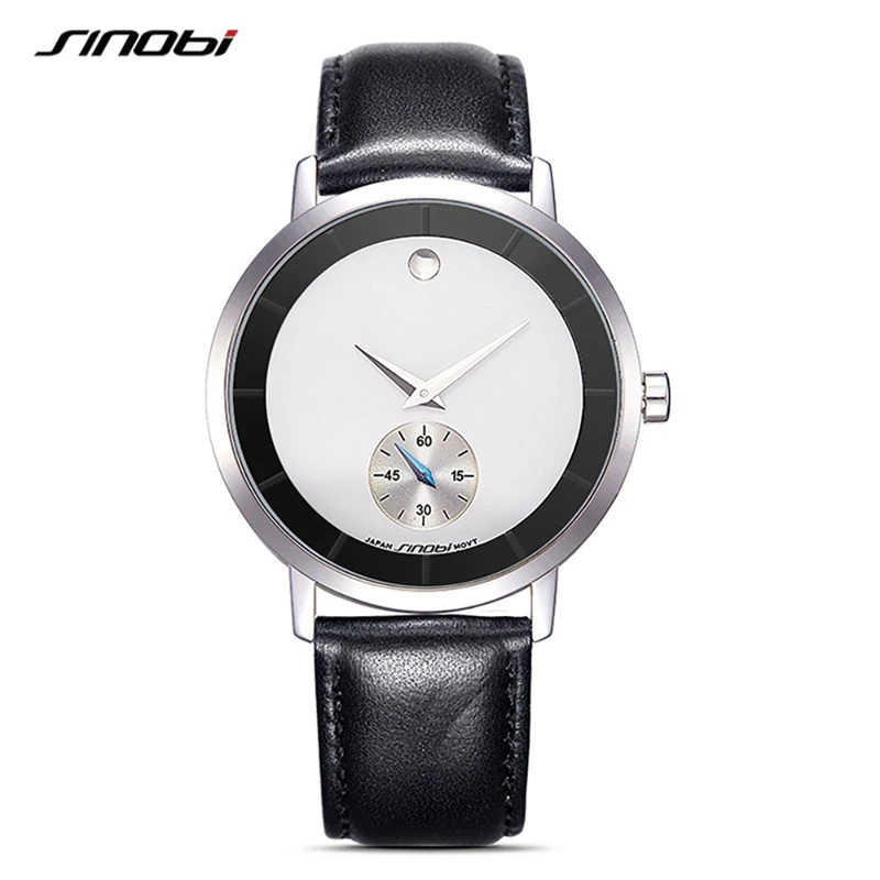 SINOBI Original Men\'s Quartz Watches Fashion Leather Strap Mans Wrist Watches Simple Brand Design Male Clock Relogio Masculino