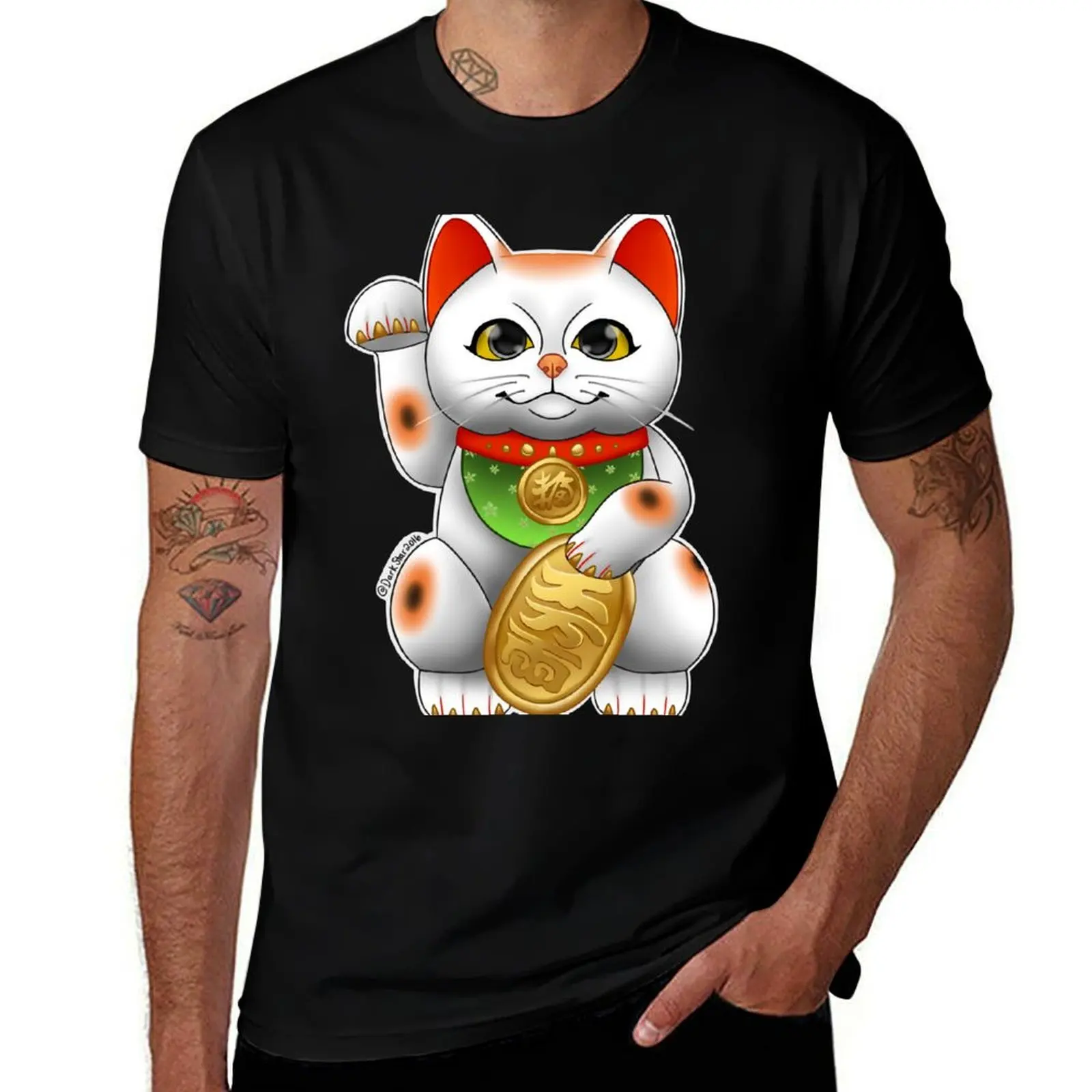 

T-Shirt the luxury lucky man oversize graphic 100% t t shirt Neko cat men t brand cotton T-Shirt Maneki shirts - shirts