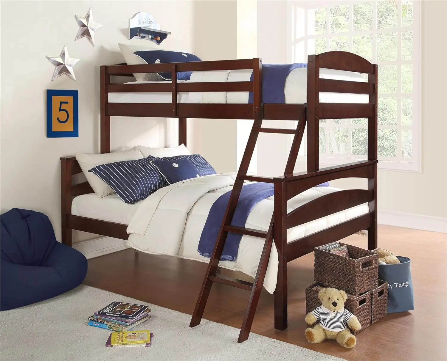 Wood Bunk Bed Frame, Twin Over Full,