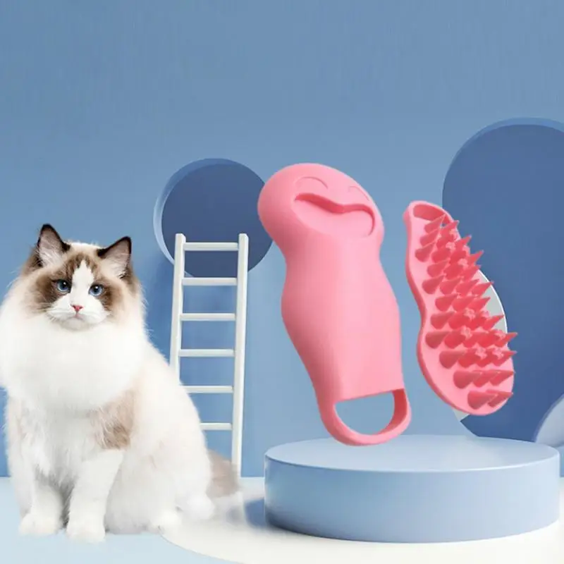 Массажная щетка для ванны для домашних животных, силиконовая массажная щетка для душа, щетка для ухода за собаками, мягкая скрубберная расческа, нескользящая мыть для выпадения, купания, ухода за собаками