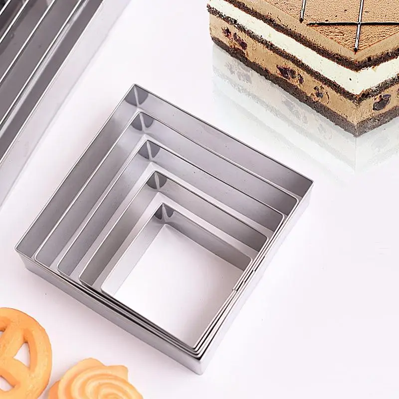 Rectangle Biscuit Molds Stainless Steel Fondant Cake Mold Kit Multi-Functional Baking Tool Set For Making Cookies Soft Cakes And