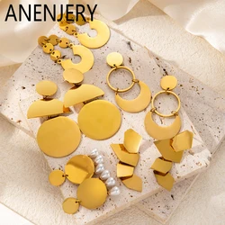 ANENJERY 316L Stainless Steel Irregular Geometric Circles Earring for Women Special Niche Jewelry Gifts Wholesale