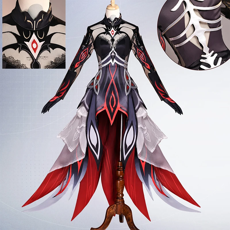 

A‌nime Genshin Impact Ronova Cosplay Costume Female Ronova Cosplay Dress Gloves Set Party Halloween XMAS Stage Clothes Suit