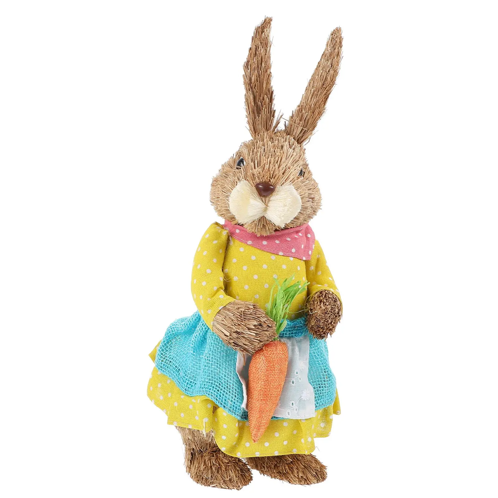 

Simulated Rabbit nament 12 Vivid Desktop Bunny Decor Straw Figurines Collection Safe Compact Size Creative