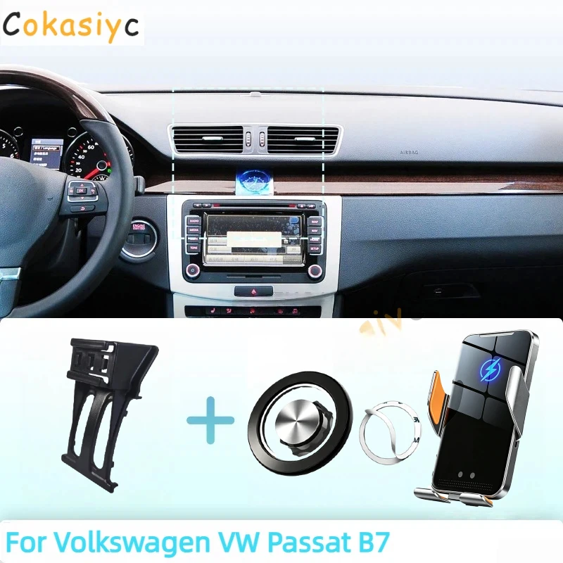 Made to measure For Volkswagen VW Passat B7 2012 2013 Phone Holder Car Magnetic Phone Mount Smart Sensing Wireless Charging