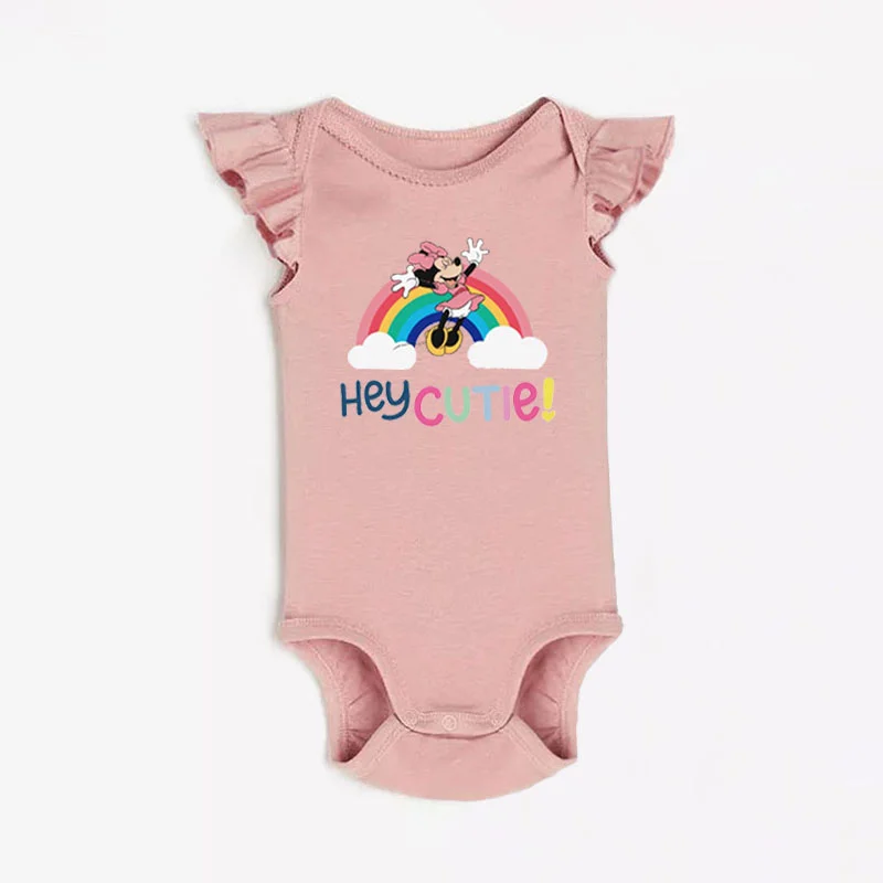 Bodysuit Bayi Gambar Minnie Mouse Musim Panas 1-18M Baju Monyet Tanpa Lengan Kartun Lucu Baju Bayi Baru Lahir