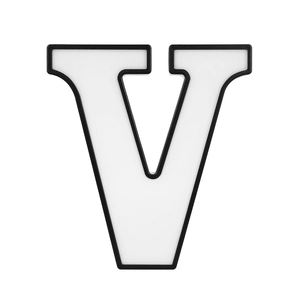 أضواء LED لعلامة الحروف الأبجدية النيون على شكل حرف V ضوء ليلي قابل للتعديل أضواء الحروف مصباح ليلي صغير
