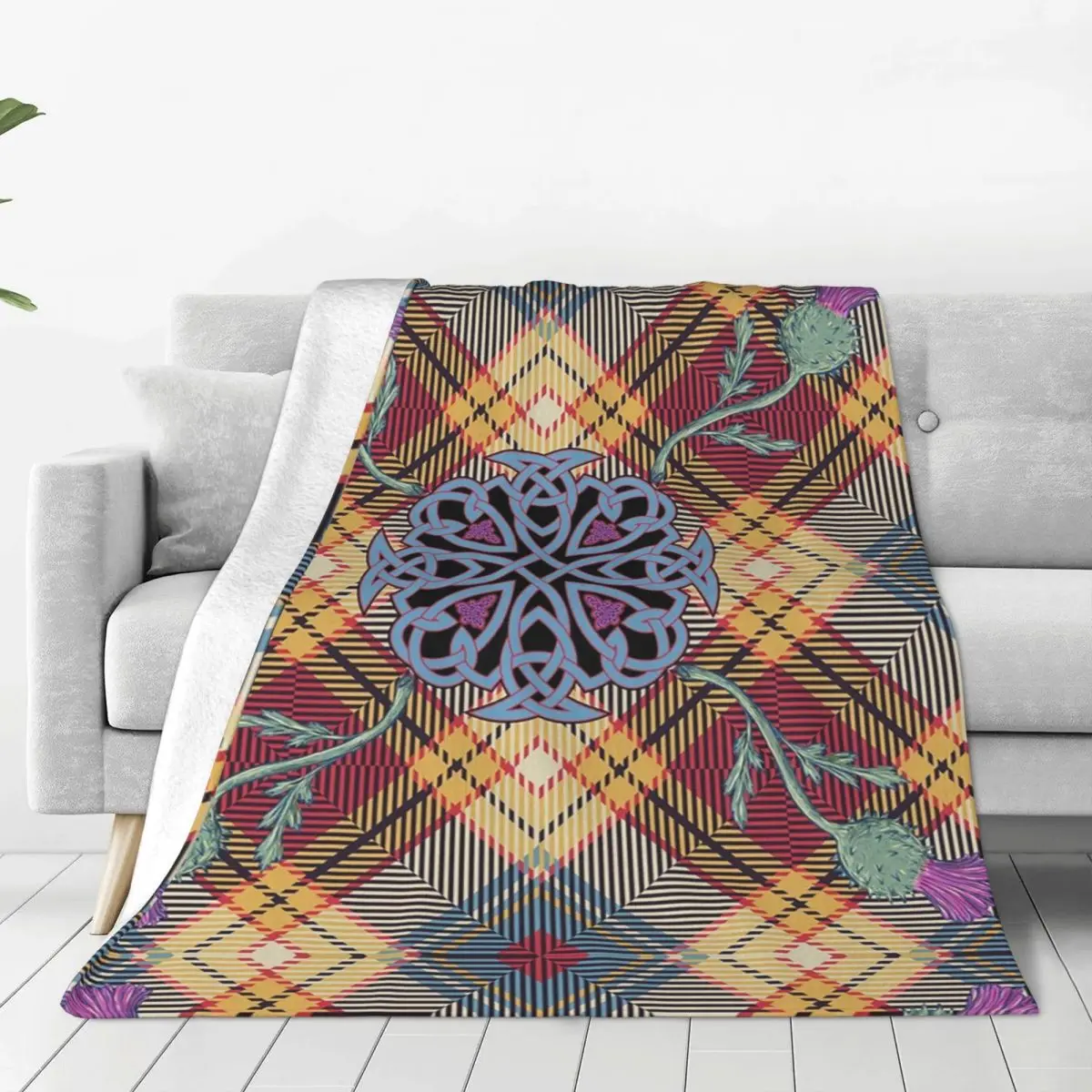 Scottish Thistle Tartan Blanket Flannel Portable Sofa Throw Blankets For Couch Bedding Travel Throws Bedspread Quilt