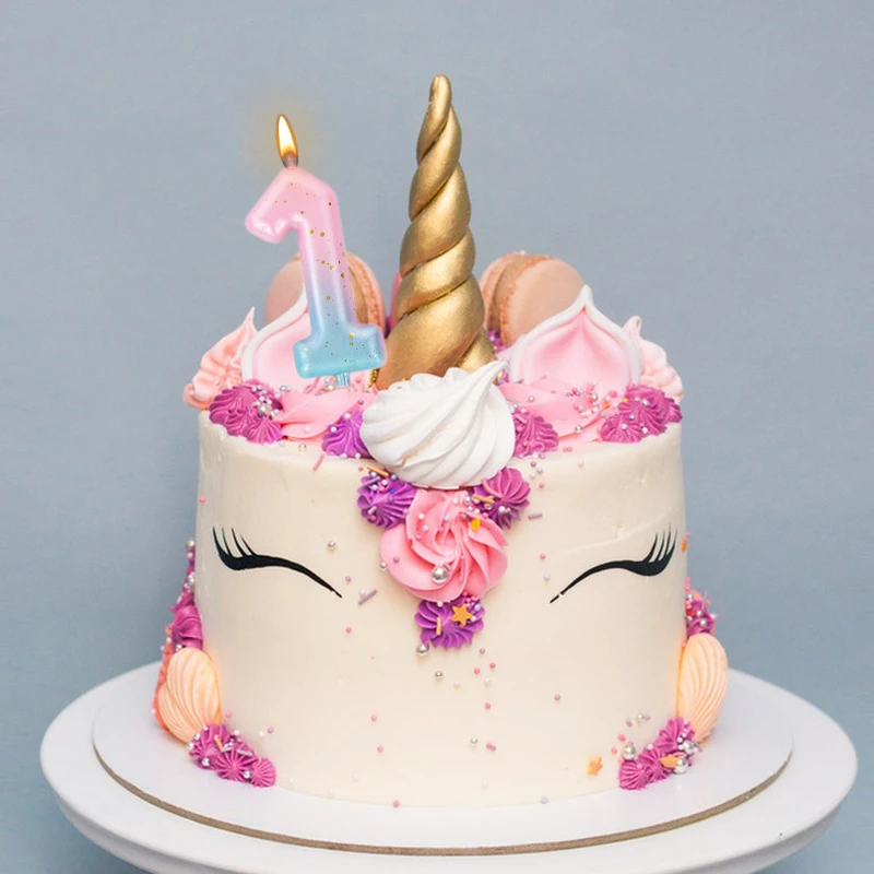Happy Birthday Cake Decorated Interstellar Digital Colorful Candle Children\'s Delicate Candy Color 0-9 Number Candle Party Decor