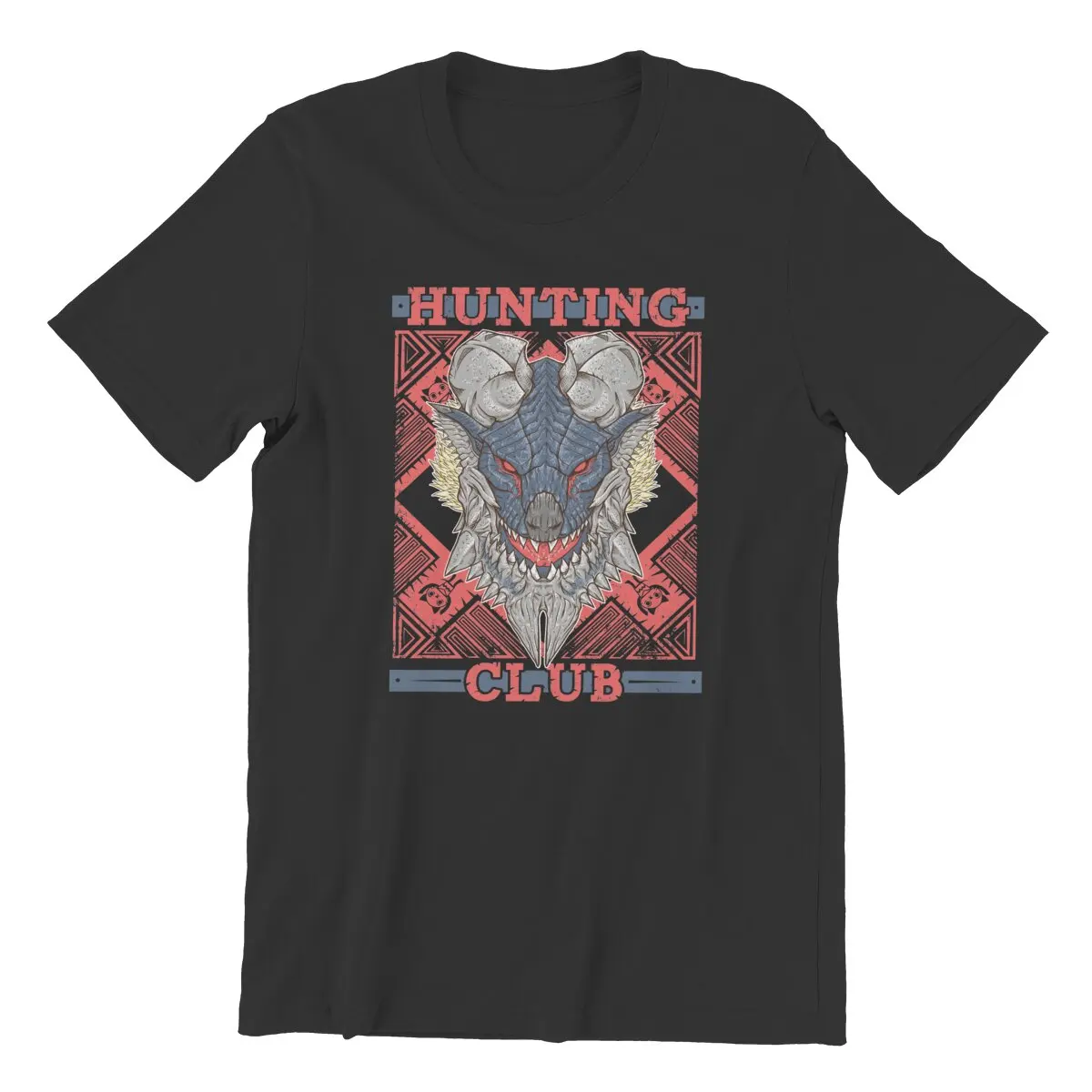 Monster Hunter World  Hunting Club Stygian Zinogre  T-Shirts Men RPG Game Fun 100% Cotton printed T Shirts Plus Size Clothes