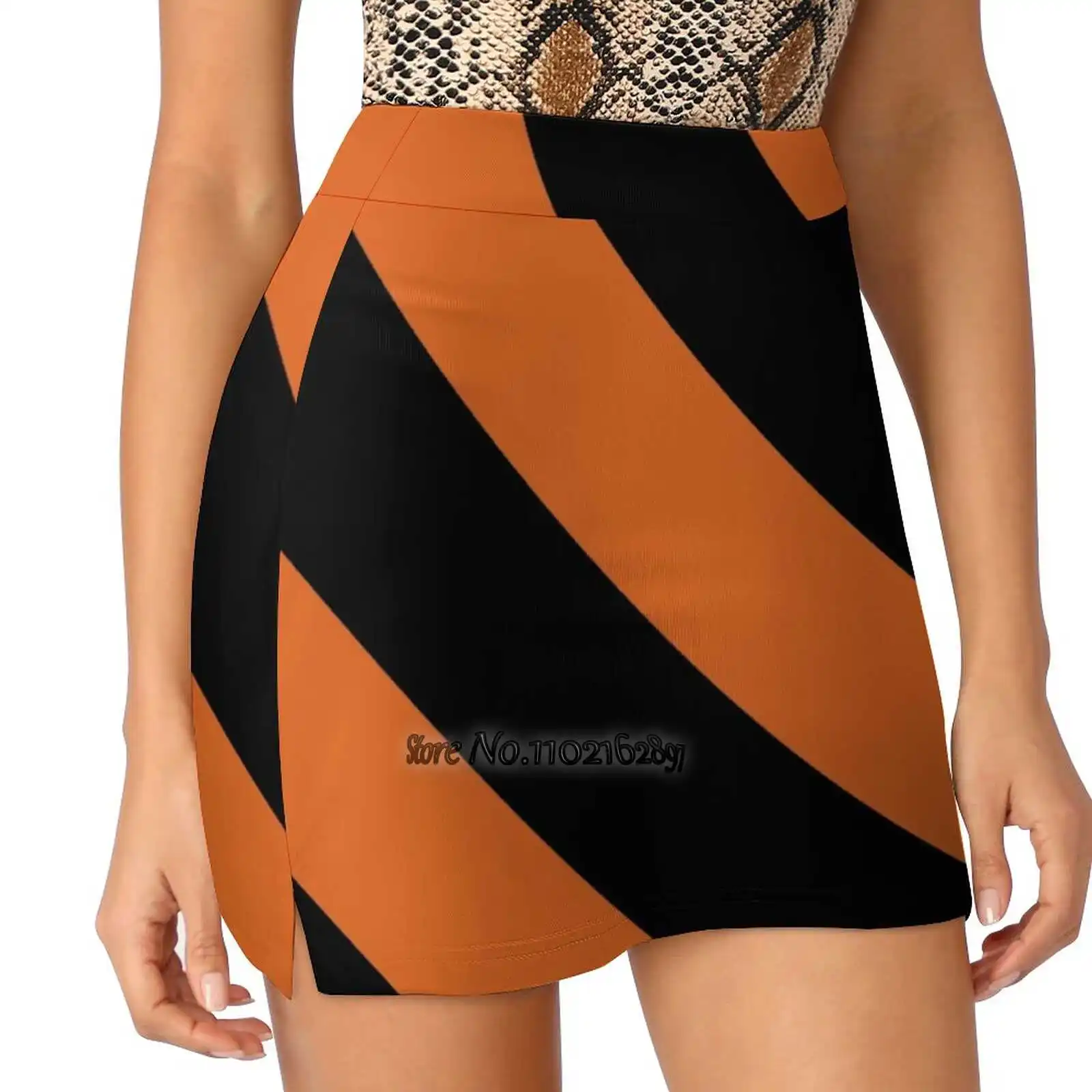 

Princeton New Jersey Black & Orange Team Color Stripes Women Tennis Skirts Golf Badminton Pantskirt Sports Phone Pocket Skort