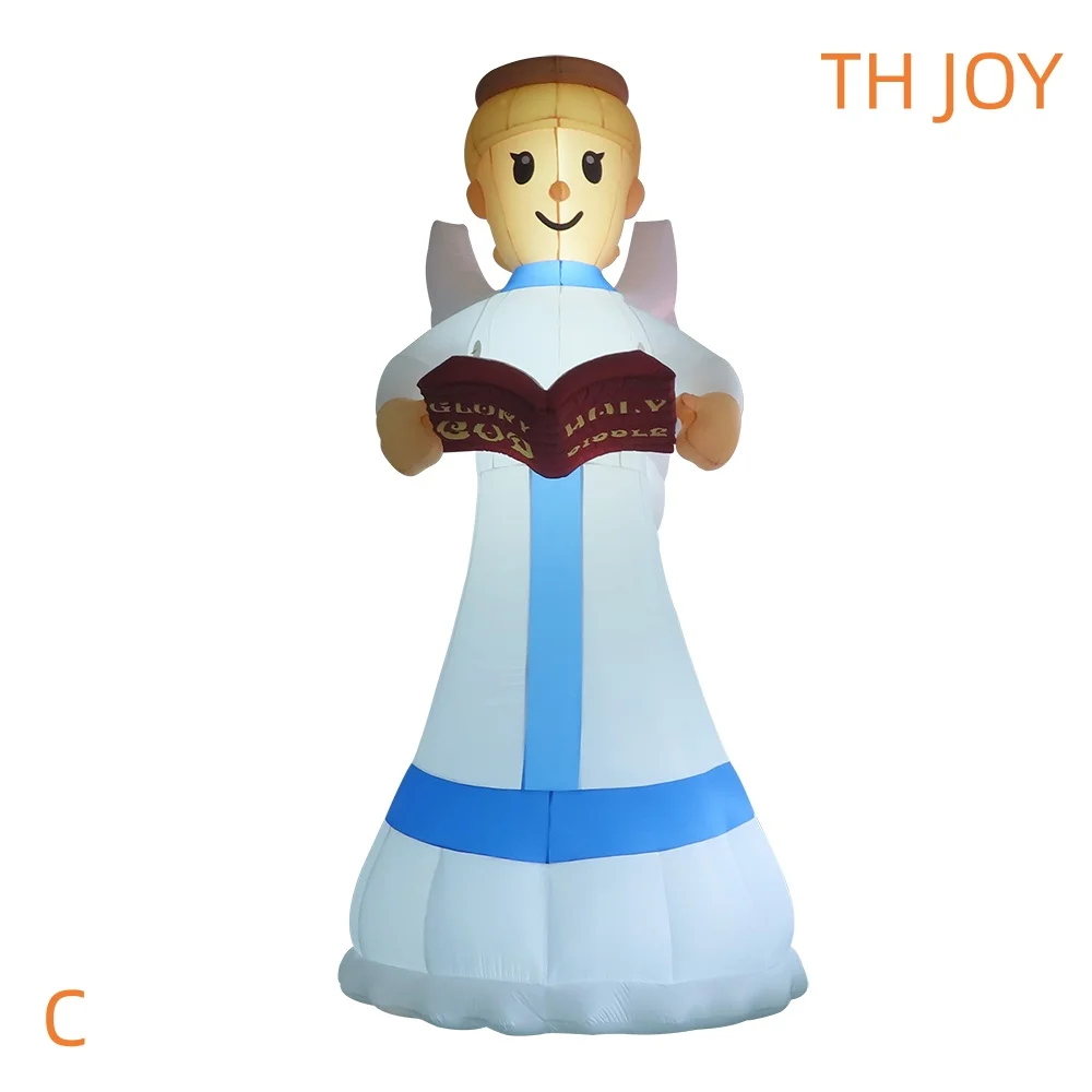 

fast air ship to door, 6m 20ft Advertising LED lighted Inflatable angel cartoon for Christmas