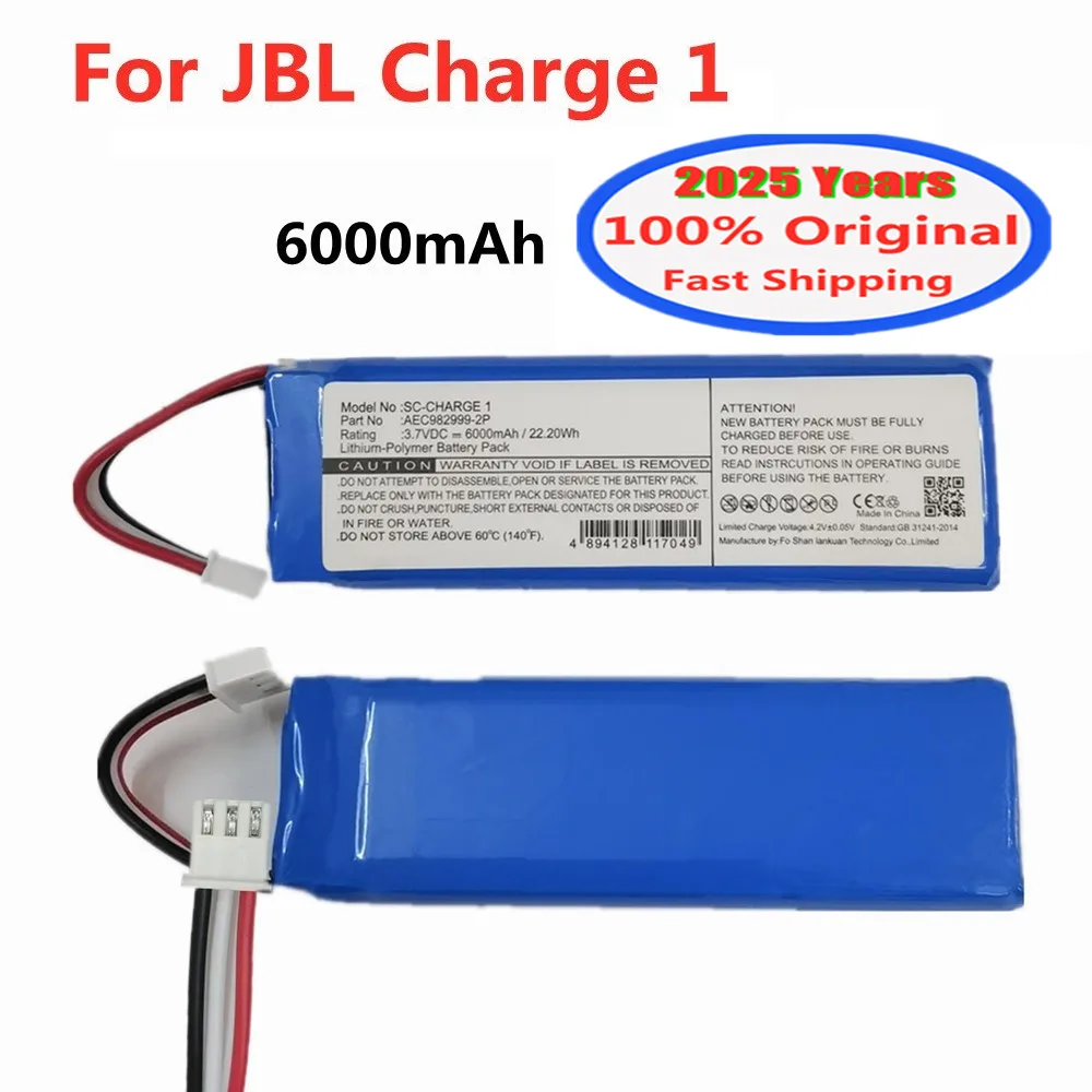 AEC982999-2P 100% Original Battery For JBL Charge 1 Charge1 Wireless Bluetooth Speaker Battery Bateria 6000mAh Batteries