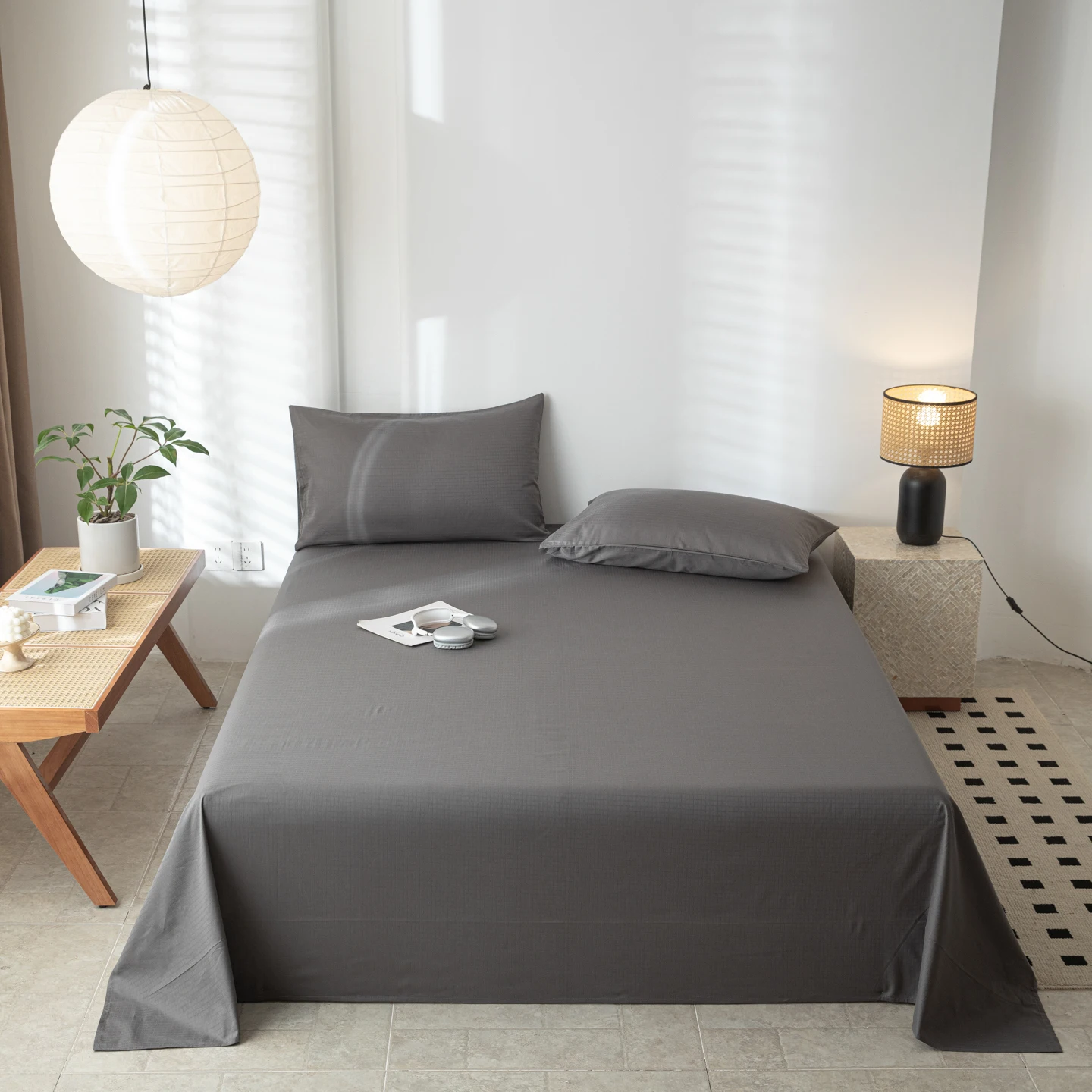 100%Cotton Flat Bed Sheet Solid Color Jacquard Satin Cotton Bed Sheets Single/Queen/King Size Top Sheets High Quality Bed Linen