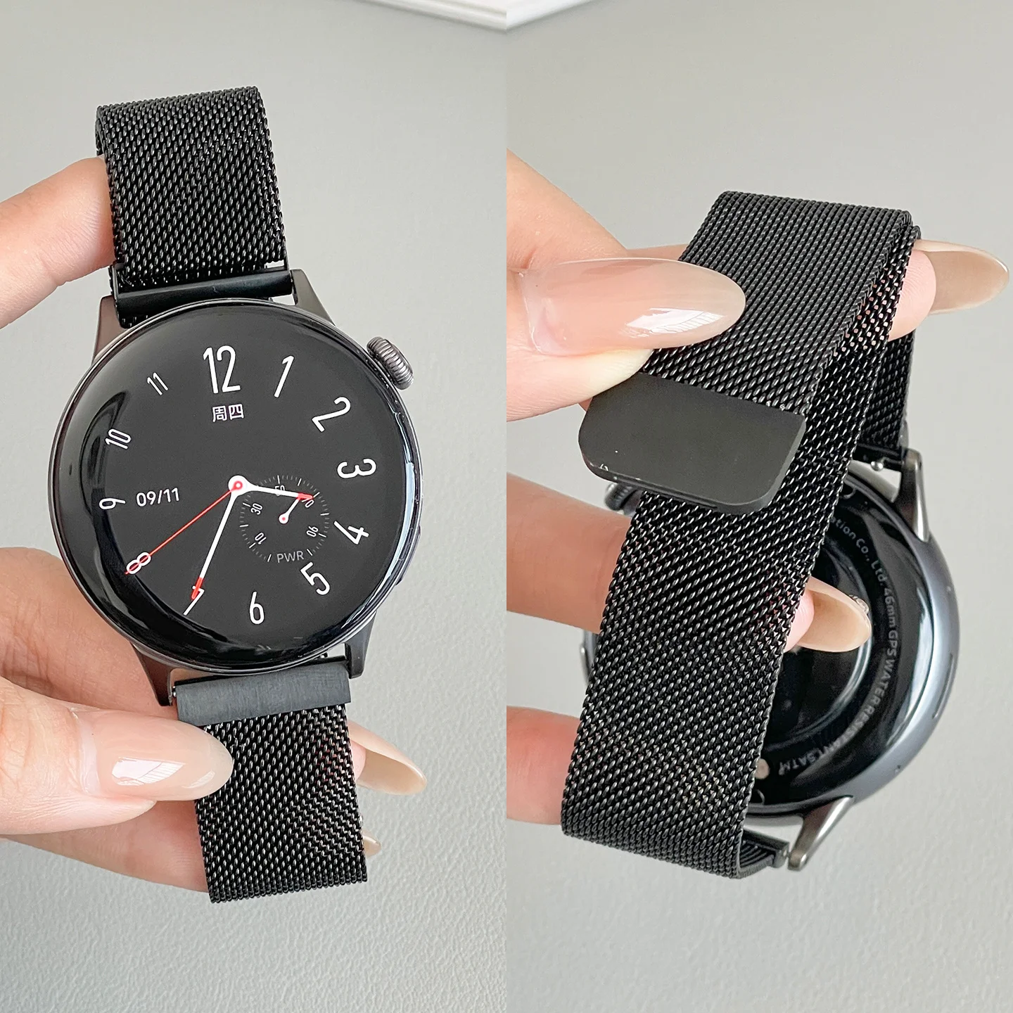 Quick-release Milanese Watch Band with Magnetic Closure 18mm, 20mm, 22mm Compatible with Samsung Galaxy Watch Standard Watches