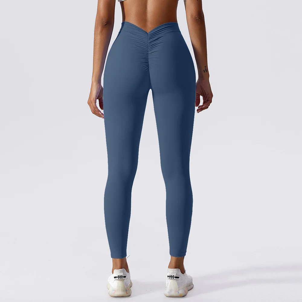 Women Yoga Pants V Shape High Waist Peach Glute Leggings Compression Fitness Workout Tights Athletic Gym Sports Sportswear