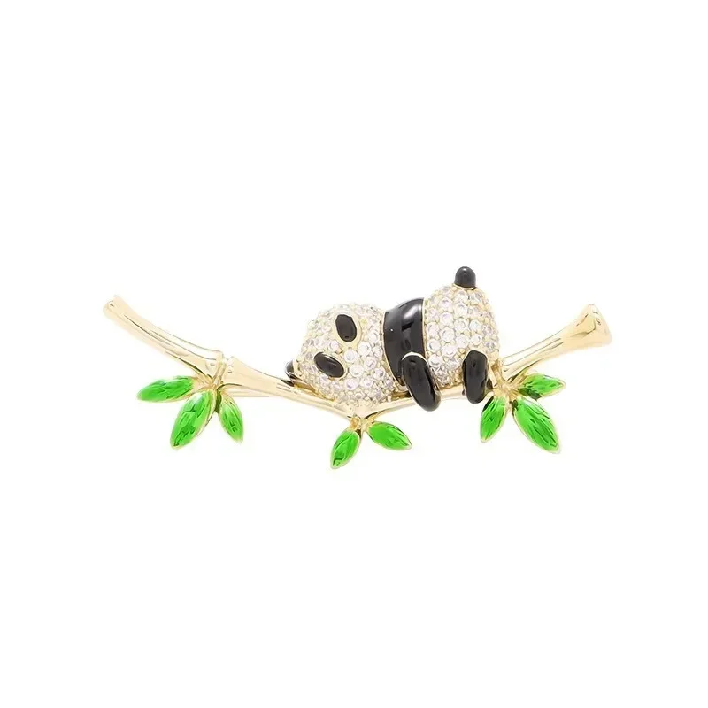 Cute Panda Brooch Female Chinese Style High-end Feel Chest Flower Rising Steadily Niche Cartoon Brooch Anti Glare Accessory Pin