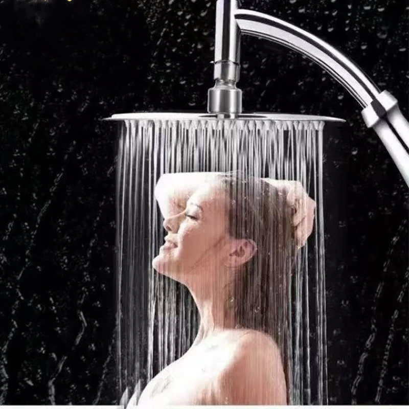 

High Pressure Rainfall Shower Head Stainless Steel Square Shower Head Extender Large Curved Shower Extension