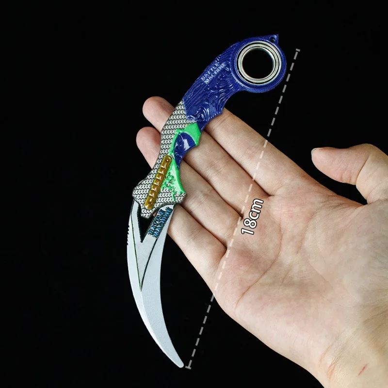 18cm/7.09in Arena Breakout Graffiti Claw Knife Dark Moon Double Spike Model Metal Cold Weapon Dragon Slayer Knife Toy Uncut Gift
