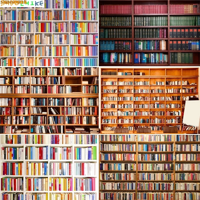 

Baroque Ornate Library Bookshelf Photography Backdrops Props Reading Furniture Bookcase Meeting live Indoor Background JX-12