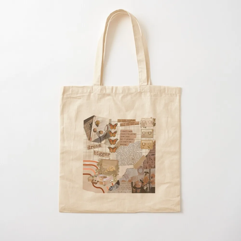 

Brown Aesthetic Collage Tote Bag bag for beach Fabric bag Women's bags Shopper handbag Canvas Tote