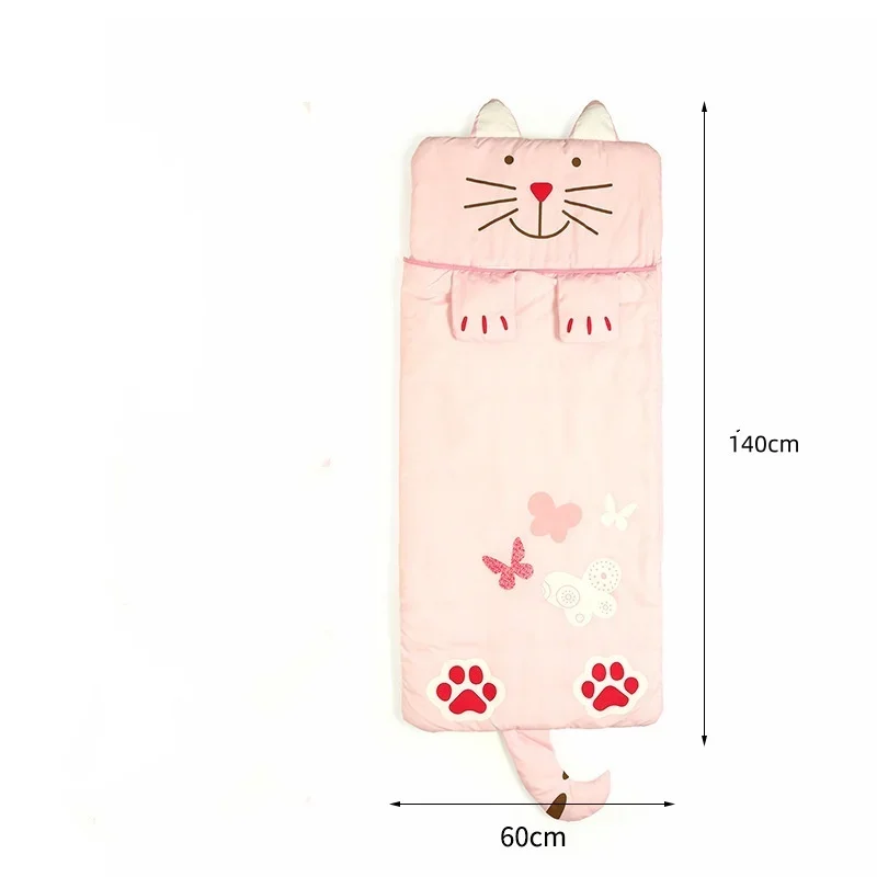 الطفل الصغير النوم المعزي حقيبة مريحة الاطفال المضادة للركلة الكرتون الوردي القط التفاف بطانية مع البريدي قابل للغسل المحمولة 60*140 سنتيمتر #6