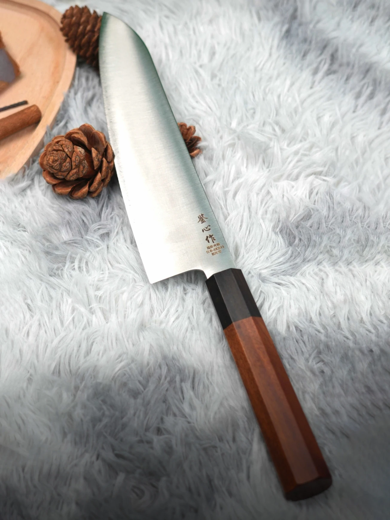

8.3 Inch Chef Knife 3-layers Clad Steel SKD11 Blade Sharp Slicing Cleaver Gyutou BBQ Handmade Forged Kitchen Knives Wood Handle