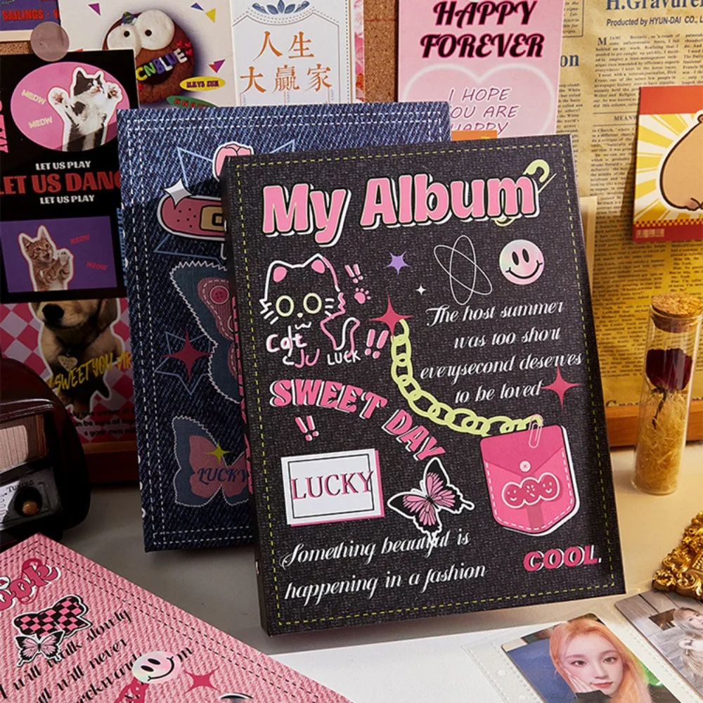 ألبوم بطاقات الصور الفوتوغرافية مقاس 3 بوصات، واقي أوراق فضفاضة، حامل بطاقة الصور الفوتوغرافية على شكل قطة كرتونية، طراز قديم، دفتر ألبوم #3