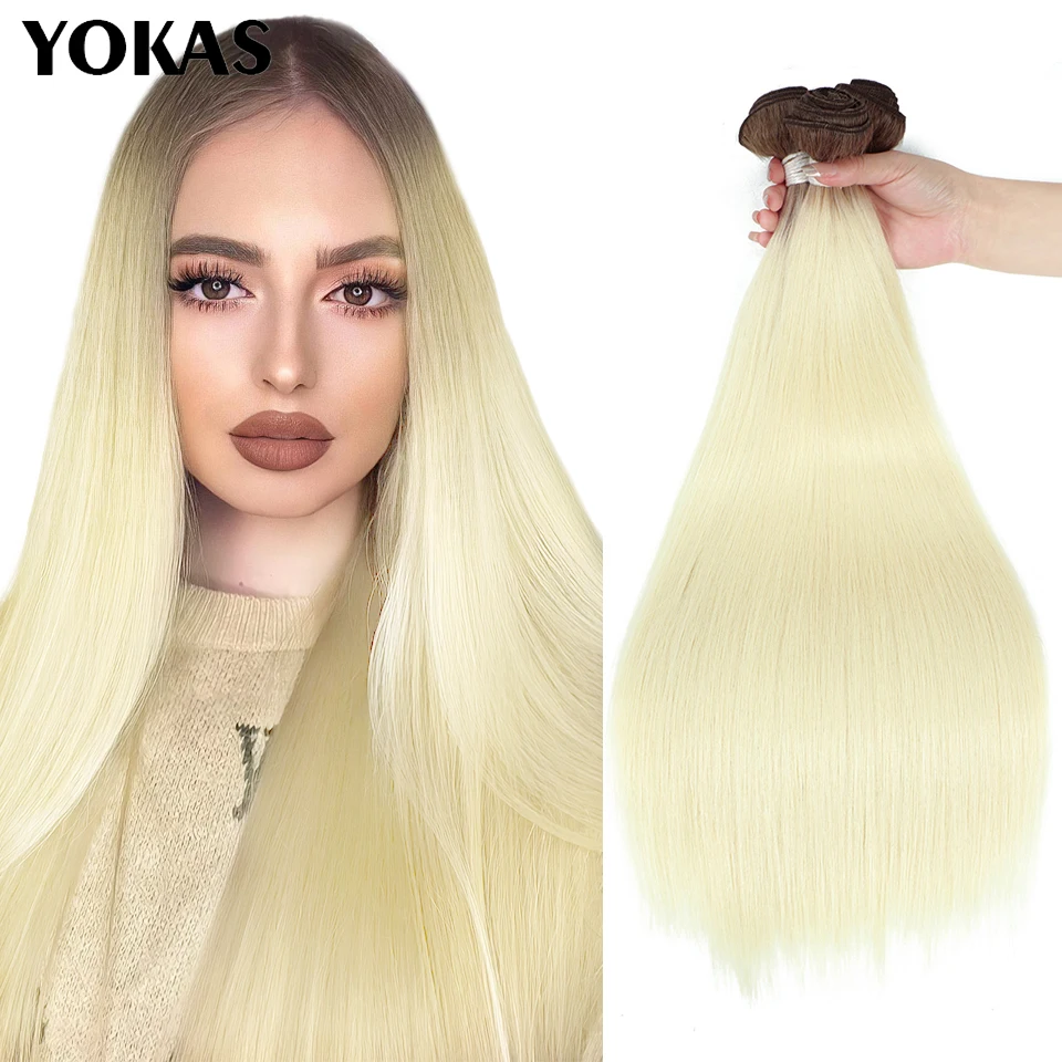 40 Inches Long Hair Weaving Blonde Synthetic Straight Ombre Blonde Red Brown High Temperature Fiber Hair Extensions For Women