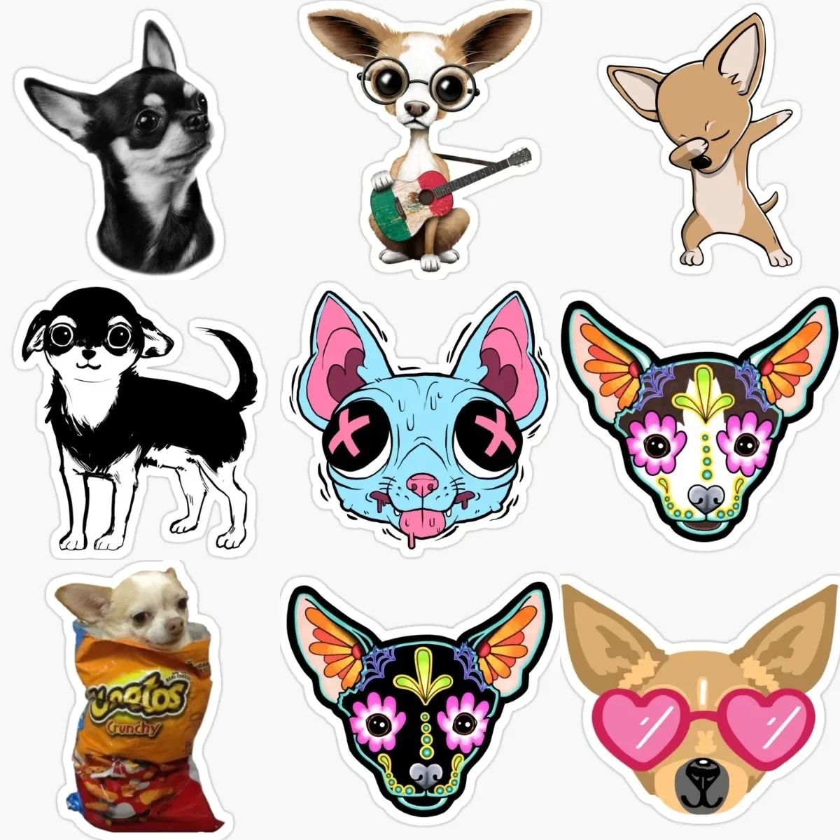 

Cute Funny Chihuahua Dog Creative PVC Stickers for Decorate Car Suv Van Bumper Window Fridge Wall Bicycle