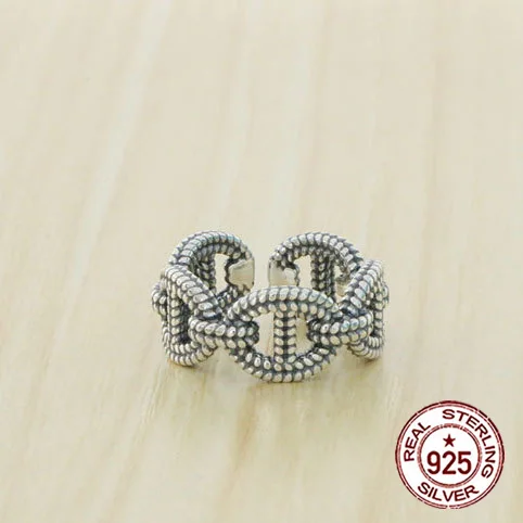 

S925 Sterling Silver Ring Personalized Pig Nose Adjustable Punk Fashion Accessories as a Gift for Lovers