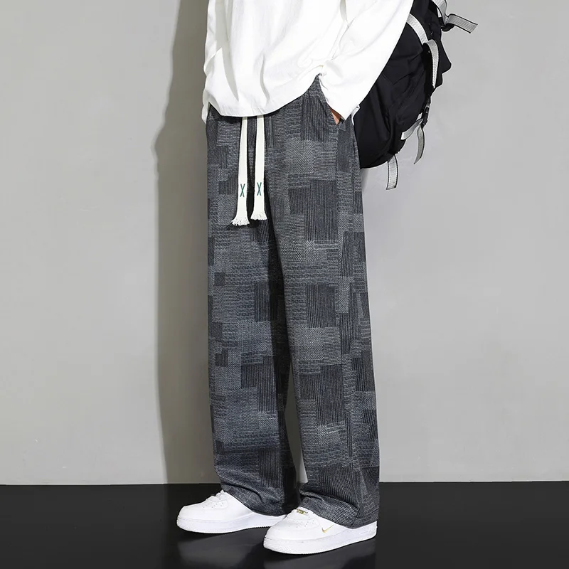 CUMUKKIYP Vintage Loose Knit Denim Casual Pants for Men