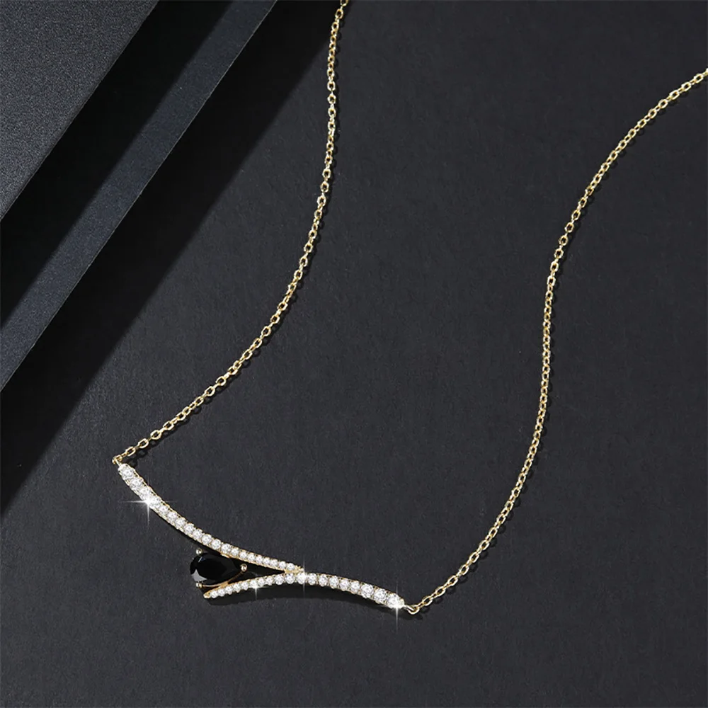 الصفاء 1ct الكمثرى الأسود مويسانيتي قلادة للنساء هدية الصلبة S925 الفضة مطلي 18K ابتسامة قلادة سلسلة عنق الزفاف الزفاف #3