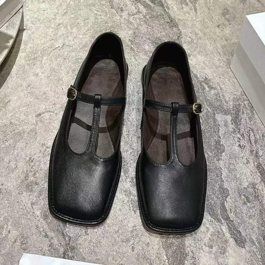 

2025 New Square Head Cross Strap French Mary Jane Silver Ballet Single Shoes Women's Grandma Shoes Flat Bottom