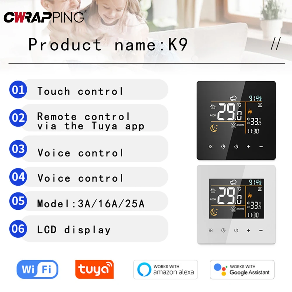 

Умный термостат Tuya Wi-Fi 3/16/25A, электрический газовый котел, регулятор температуры нагрева воды, аксессуар для домашнего интеллектуального отопления