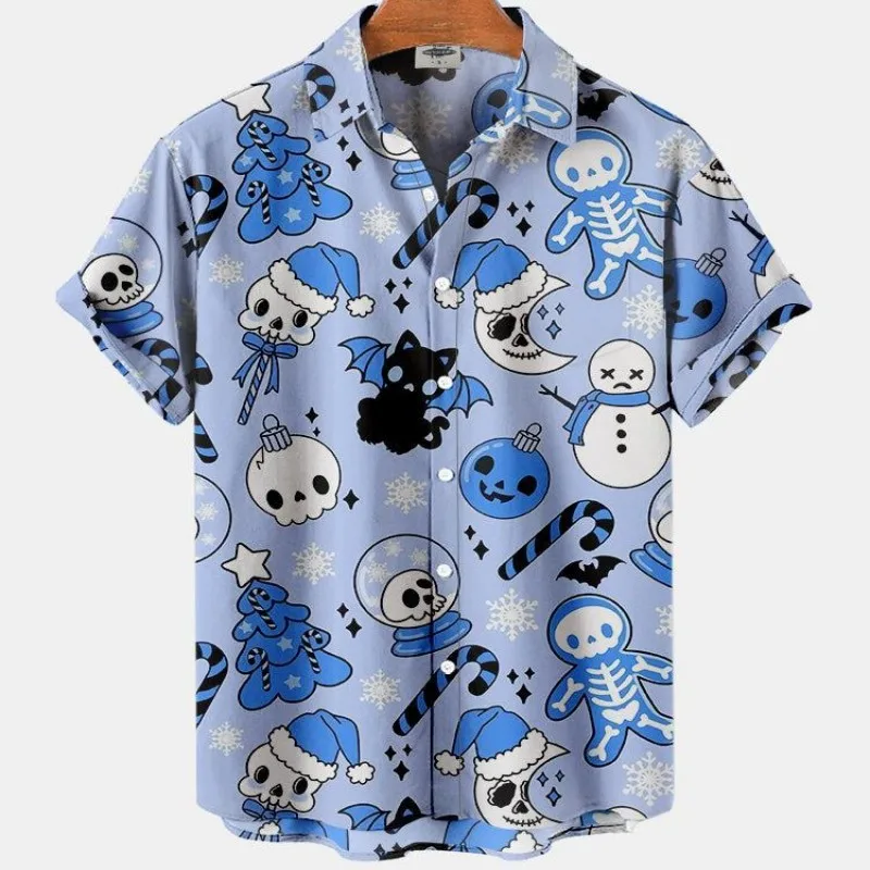 

Men's Hawaiian Floral Social Casual Shirt Luxury Skull Theme Scene Harajuku Elegant Viking Leading Fashion Vintage Y2k Clothing